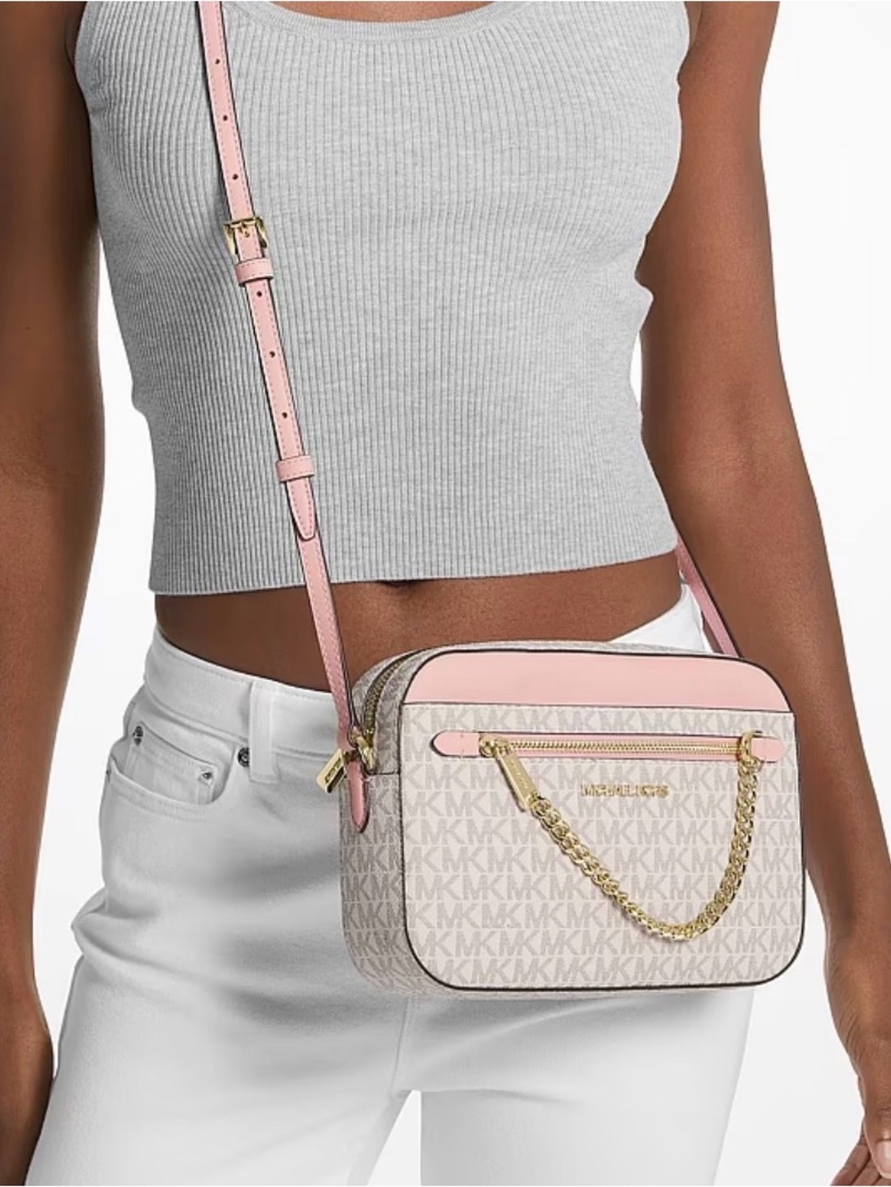 Michael Kors Pink Jet Set Large Logo Crossbody Bag NWT Still in packaging!
